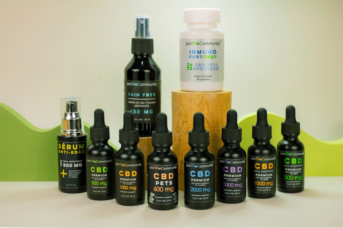 services-01 CBD healthcare and wellness products lineup featuring oils, serum, and supplements.